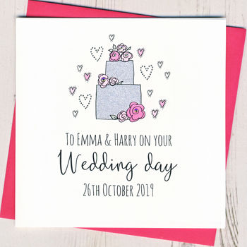 Personalised Glittery Wedding Cake Card, 3 of 4