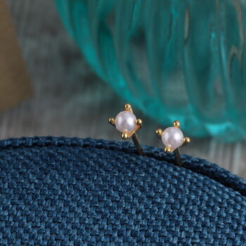 Sterling Silver 'One Of A Kind' Pearl Earring Studs, 5 of 6