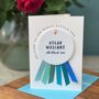 New Baby Card With Ceramic Blue Ombre Rosette, thumbnail 1 of 7