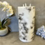 30cm Xl Marbled Grey LED Pillar Candle – Real Wax, thumbnail 11 of 12