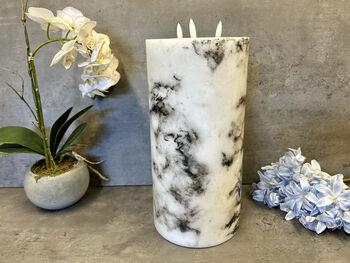 30cm Xl Marbled Grey LED Pillar Candle – Real Wax, 11 of 12