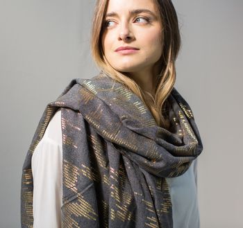 Personalised Charcoal And Gold Fleck Scarf, 3 of 7