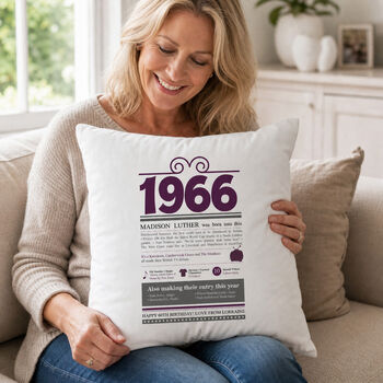 Personalised 60th Birthday Gift 1966 Cushion, 4 of 12