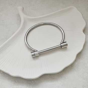 Screw Cuff Bangle Silver, 3 of 6