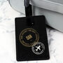 Personalised Stamped Black Leather Luggage Tag, thumbnail 3 of 4
