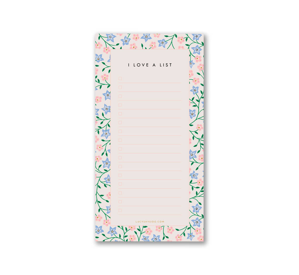To Do List Notepad, Jotter Periwinkle Floral Design, 1 of 9