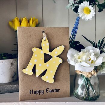 Personalised Easter Bunny Letter Wooden Keepsake Card, 7 of 9
