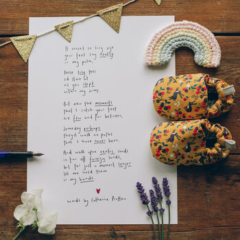 'tiny Feet' Original Handwritten New Baby Poem By Words By Catherine ...