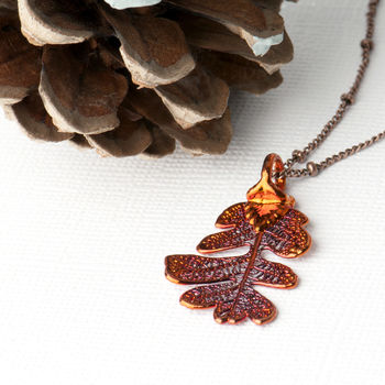 Small Lacey Oak Real Leaf Necklace, 6 of 12