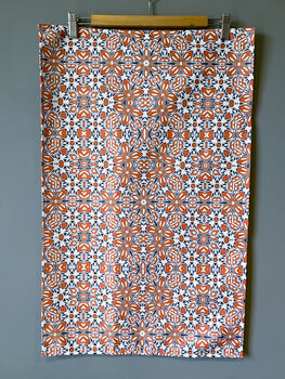 Orange Flower Tea Towel | 100% Cotton | Made In The UK, 6 of 12