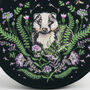 Badger Embroidered Green Circle Jewellery Box, thumbnail 3 of 6
