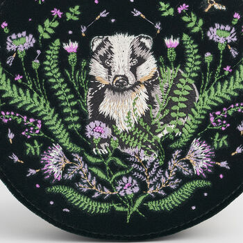 Badger Embroidered Green Circle Jewellery Box, 3 of 6