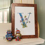 V Is For Violets Flower Letter Print, Personalised, thumbnail 1 of 5