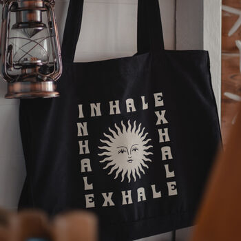 Black 'Inhale Exhale' Recycled Shopper Bag, 3 of 5