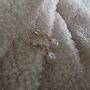 Pearl Drop Bezel Set Moissanite Drop Earrings In 14k Gold Sterling Silver, thumbnail 3 of 12