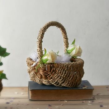 Seagrass Flower Girl Basket For Confetti, 3 of 3