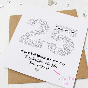 Personalised 25th Silver Wedding Anniversary Card, 2 of 4