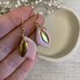 Pink Ceramic Leaf Earrings Gold Plated, thumbnail 6 of 7