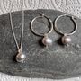 Handmade Grey Pearl Necklace And Earrings, thumbnail 2 of 4