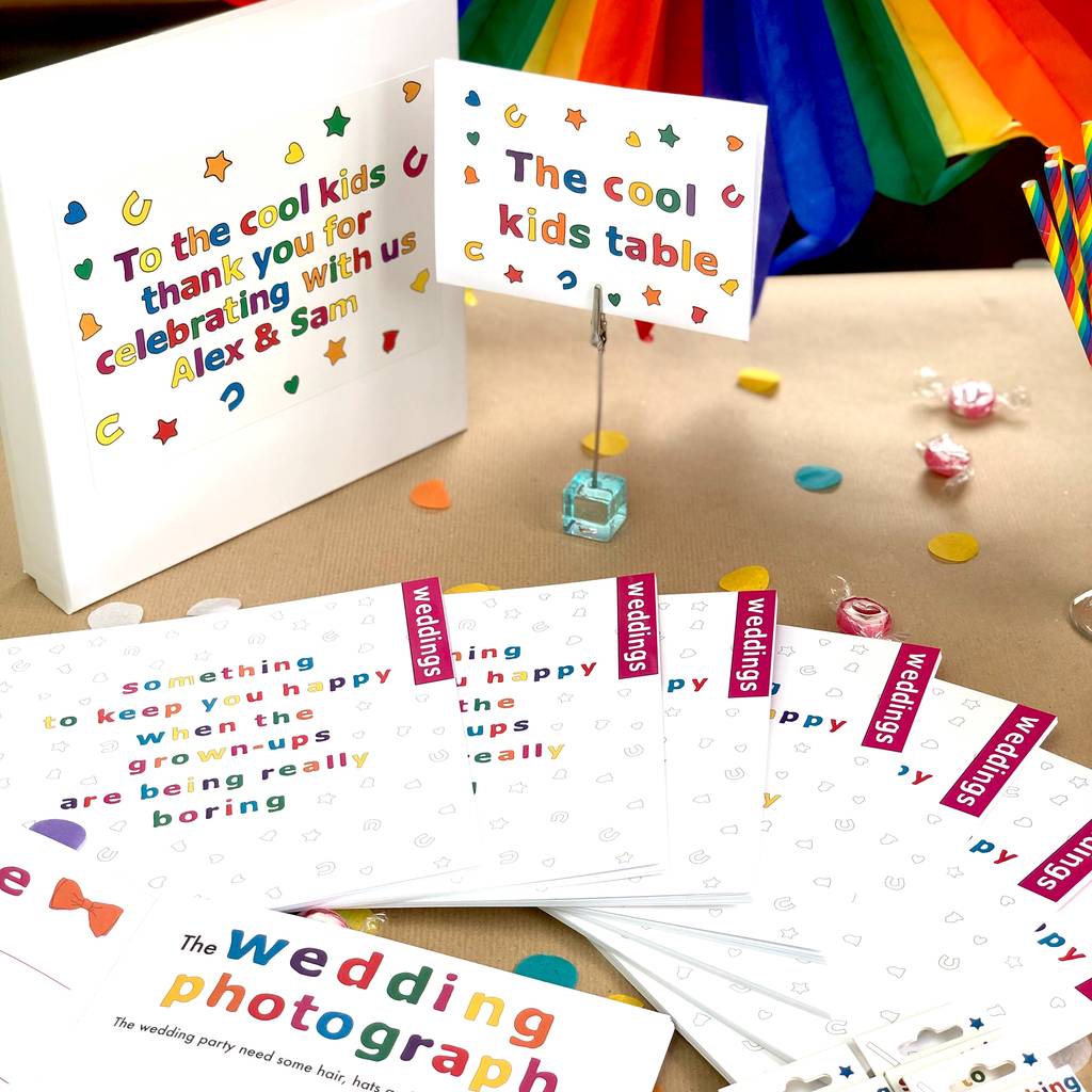 personalised box of wedding activity books for kids by two little boys ...