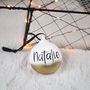 Personalised Ceramic Christmas Bauble With Gold Bottom, thumbnail 1 of 3