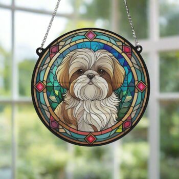 Lhasa Apso Stained Glass Effect Suncatcher, 5 of 6