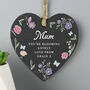 Personalised Wild Flowers Slate Heart Hanging Decoration, thumbnail 1 of 5