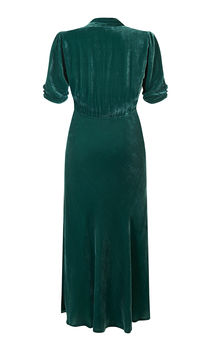 1940s Style Dress In Peacock Silk Velvet, 3 of 3
