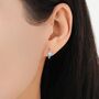 Sterling Silver Turquoise Huggie Hoop Earrings, thumbnail 5 of 10