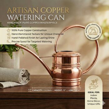 Handmade Copper Watering Can Long Spout, Solid Copper Planter Pot, 3 of 5
