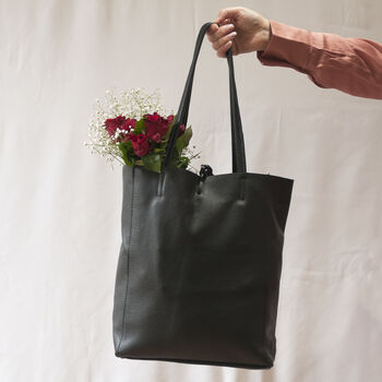 Black Soft Leather Tote Shopper, 4 of 10