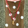 Initial Charm Rope Style Red Cord Long Necklace, thumbnail 3 of 4