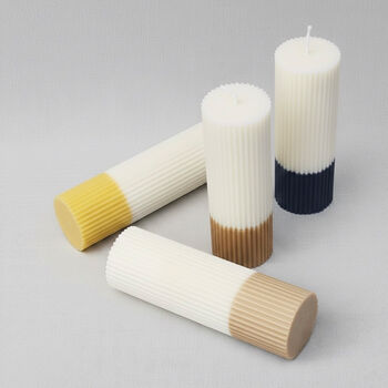 Ombre Pillar Candle Ribbed Two Tone Candle, 8 of 11