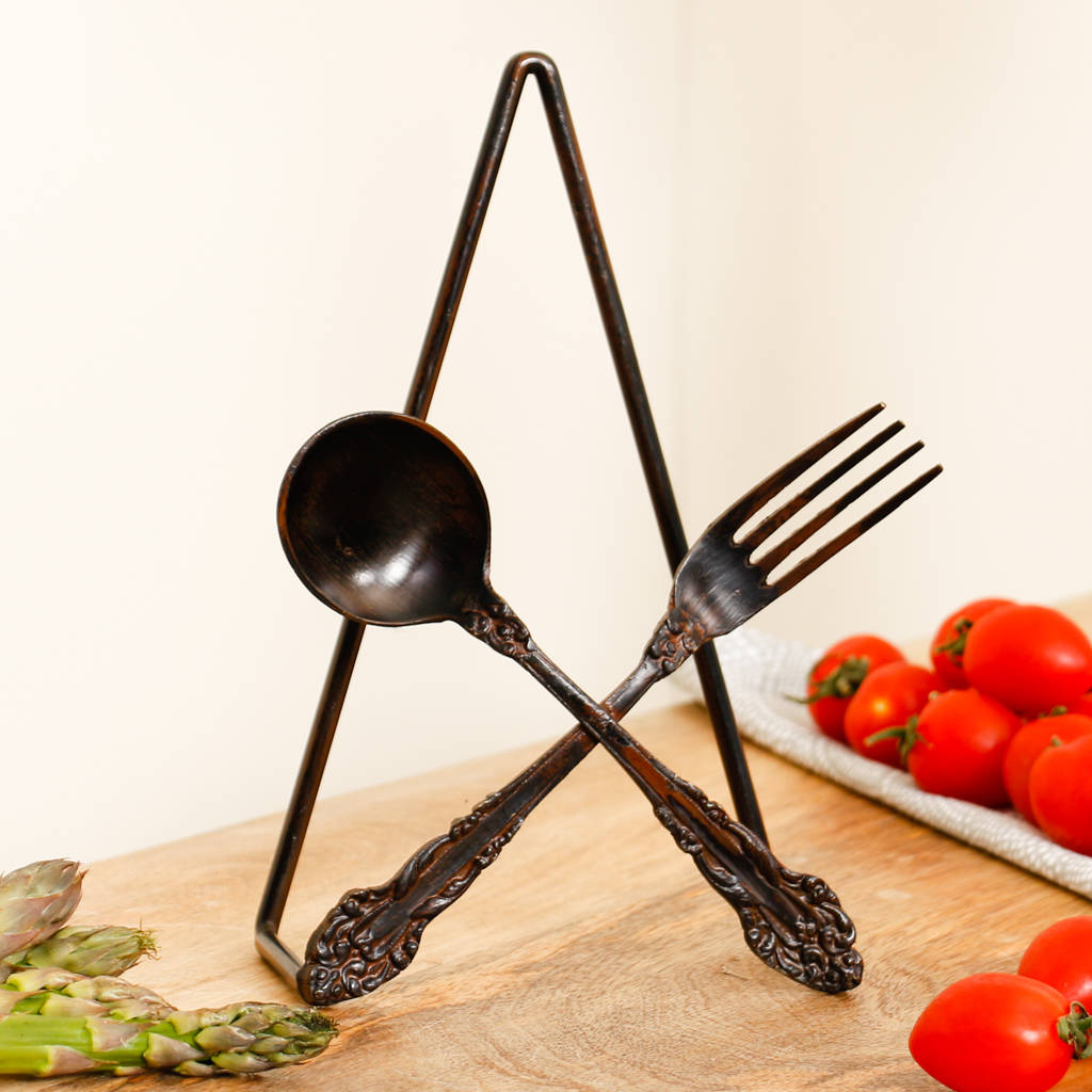 fork and spoon decorative cookbook stand by dibor