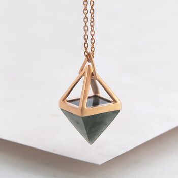 Geometric Rose / Gold Plated Silver Multi Gemstone Pyramid Necklace, 4 of 8