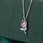 Sterling Silver Tiny Cz Tulip Flower Pendant Necklace, thumbnail 1 of 12