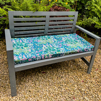 Water Resistant Bench Seat Pad Cottage Garden Teal, 4 of 6