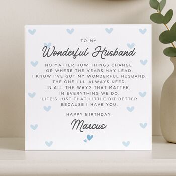 Personalised Special Verse Birthday Card For Husband, 6 of 8