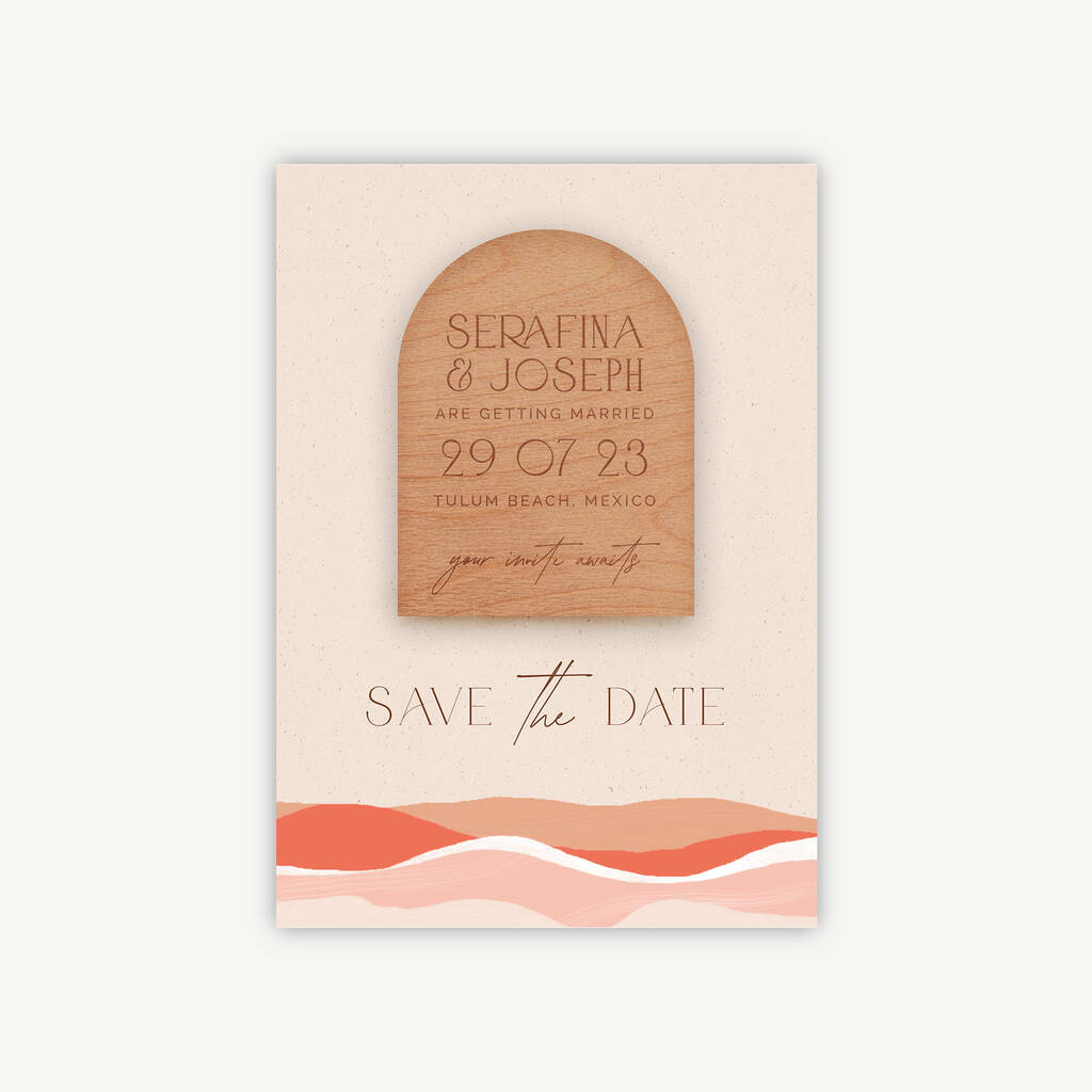 Palm Beach Wooden Magnet Wedding Save The Date, 1 of 5