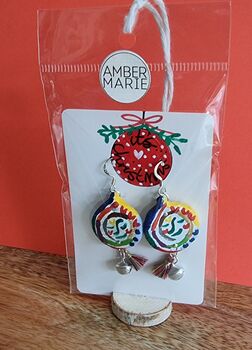 Colourful Festive Onion Painted Linear Face Earrings, 6 of 8