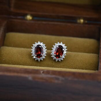 Genuine Garnet Red Crystal Stud Earrings, 2 of 12