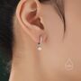 Tiny Cz Dangle Huggie Hoop In Sterling Silver, thumbnail 1 of 12