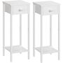 Set Of Two White Slim Bedside Side End Table Nightstand, thumbnail 7 of 9