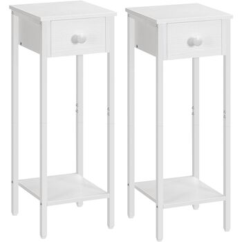 Set Of Two White Slim Bedside Side End Table Nightstand, 7 of 9