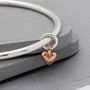 Sweetheart Silver And Gold Recycled Heart Bangle, thumbnail 5 of 12