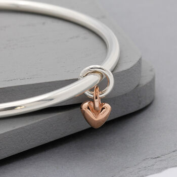 Sweetheart Silver And Gold Recycled Heart Bangle, 5 of 12