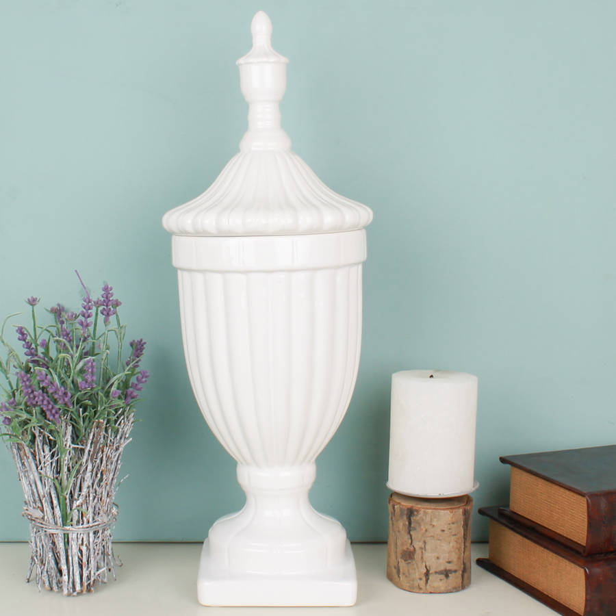 white ceramic scandi decorative urn by dibor white ceramic scandi decorative urn by dibor