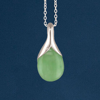 Personalised Sterling Silver Jade Teardrop Necklace, 2 of 12