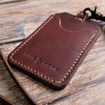 Leather ID Holder With Personalised Lanyard, 5 of 9