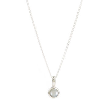 June Birthstone Pearl Silver/Gold Charm Necklace, 5 of 12